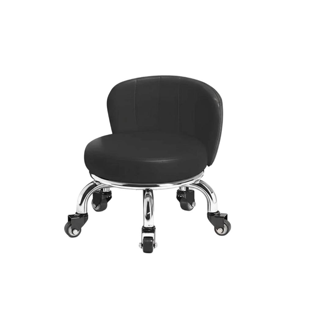 Low Rolling Stool Multifunctional Round Caster Stool Small Decorative Chair on Wheels Easy to Install High-Density Sponge
