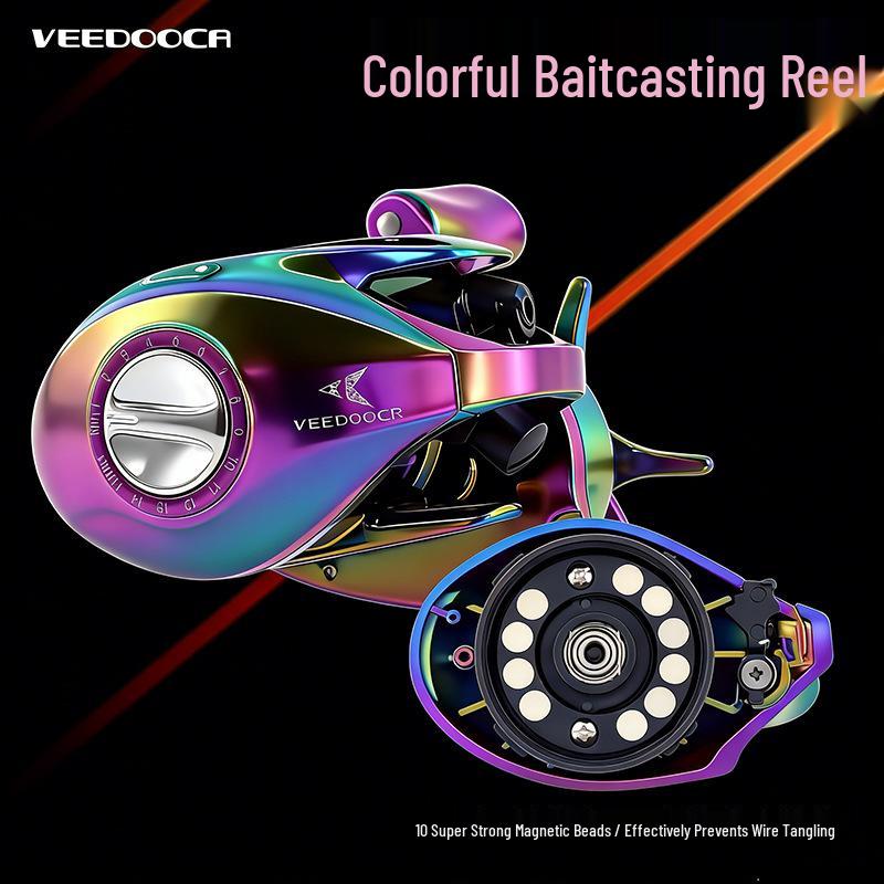 Viduka Colorful Water Drop Fishing Reel for Black Bass - 10 Bearings, Double Line Cup, Micro-Lure, Magnetic Brake.
