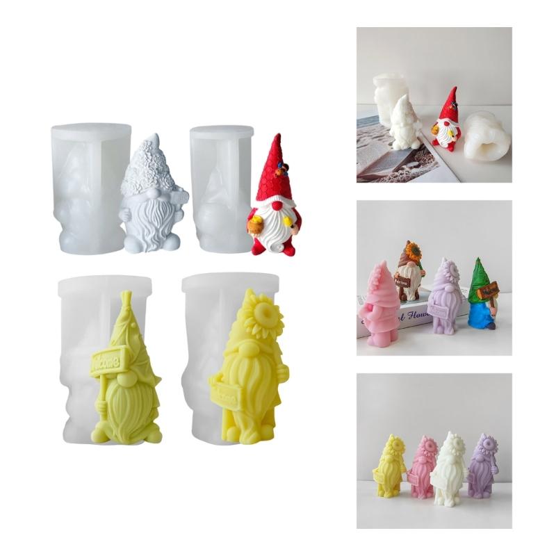 Weihnachtszwerg Silikonform für handgemachte Tischdekoration Gips Epoxidharz Aroma Kerzenform für Heimdekoration