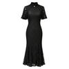 New Chinese black lace improved fishtail cheongsam 1011 new girl young daily temperament national style dress
