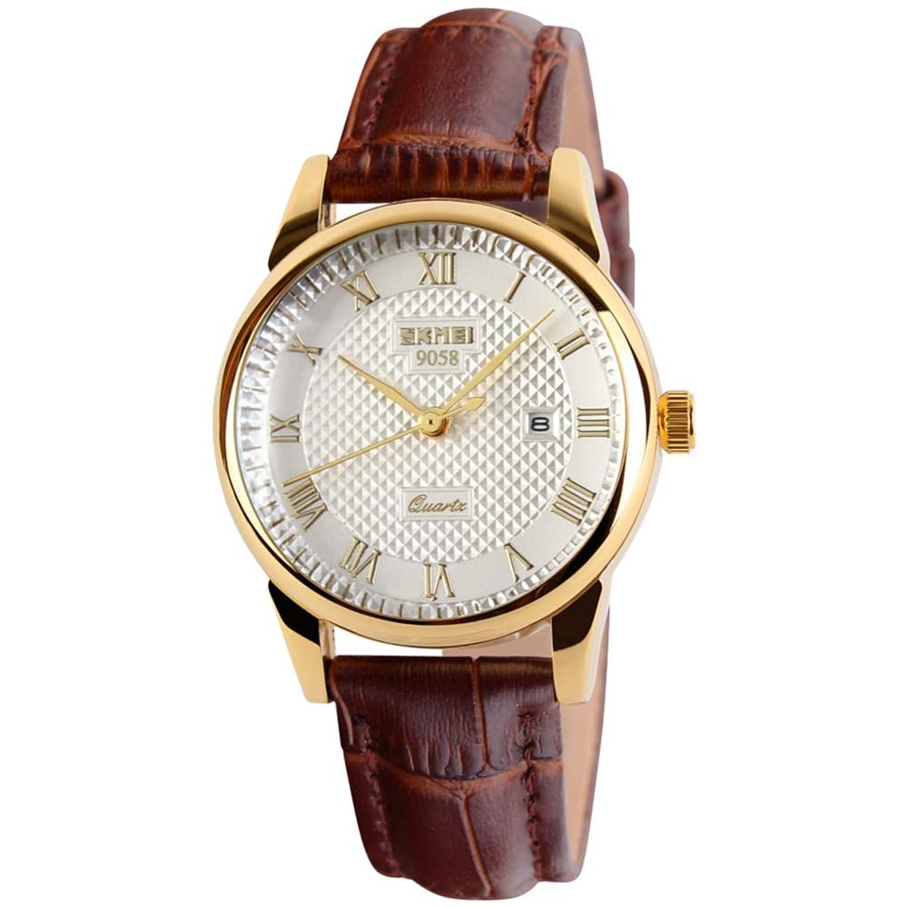 Fashionable Women s Brown Leather Strap Quartz Analog Watch Waterproof Casual Classic