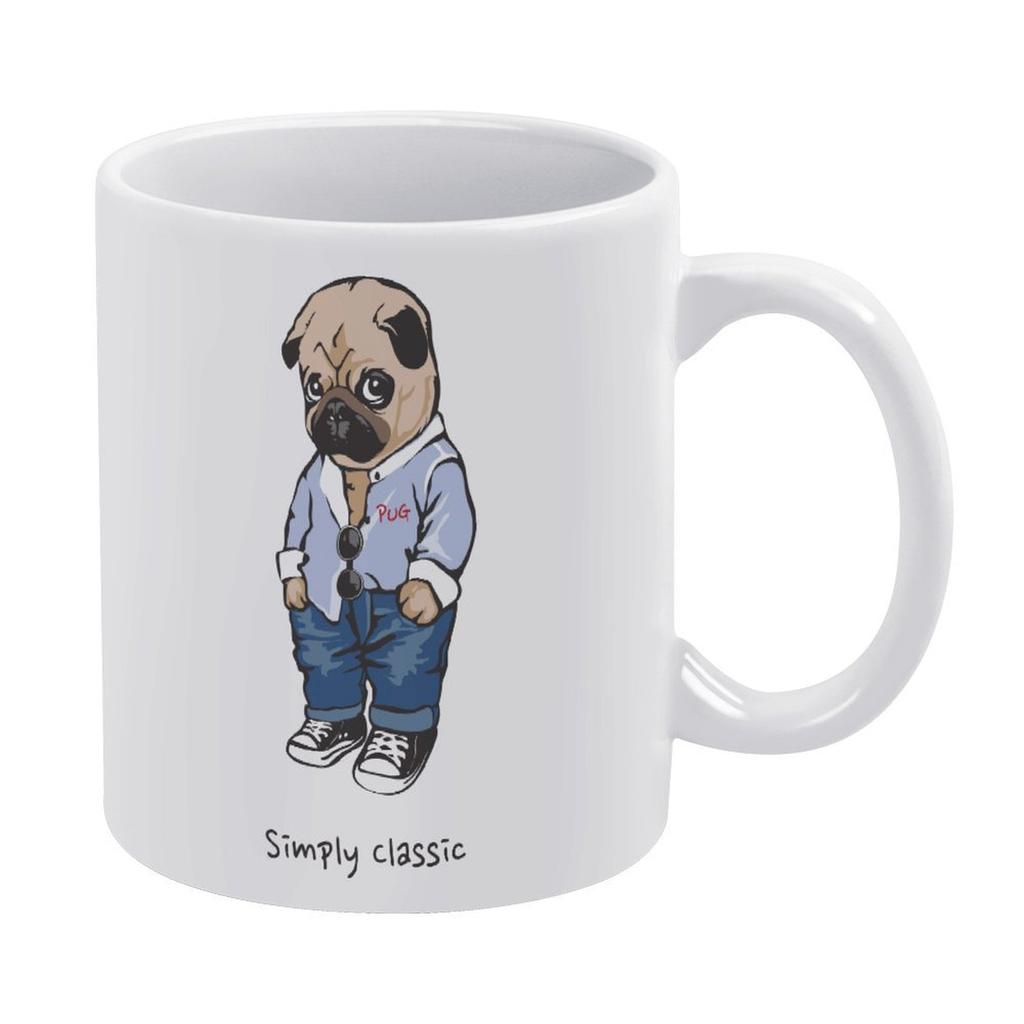 1 Stück 11oz Weiße Keramiktasse Doppelseitig bedruckte Dekoration Langlebige Kaffeetasse für Zuhause Büro Praktisches Geschenk