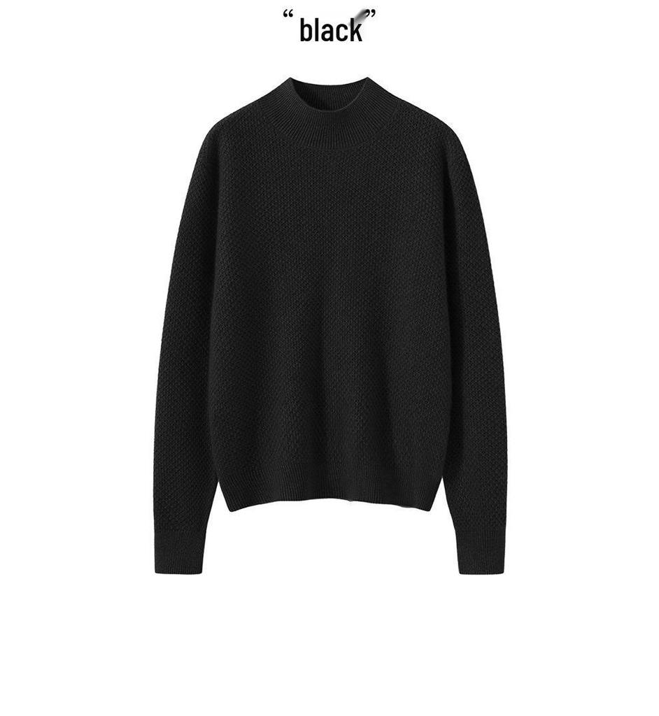 Cashmere Knit Half-High Neck Winter Cardigan Sweater