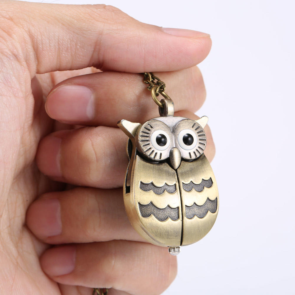 Fashion Cartoon Owl Decorative Vintage Pocket Watch On Chain Vintage Watches Quartz Necklace Pendant Clock Gifts For Women