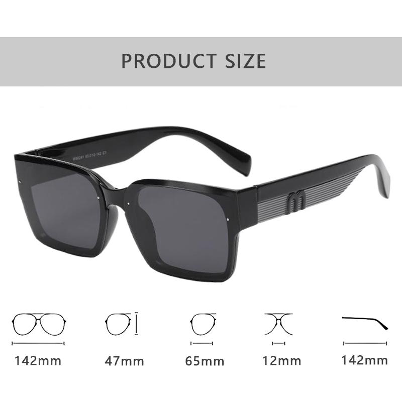 Fashion Luxury Designer Sunglasses Women M Letter Square Oversized Shades Elegant Trendy New Glasses
