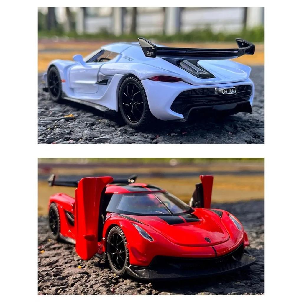 Κλίμακα 1/32 Μεταλλικό Παιχνίδι Koenigsegg Jesko Supercar Μοντέλο Αυτοκινήτου από Κράμα Ήχος και Φως Κίνηση με Όπισθεν Παιδικό Παιχνίδι Αυτοκίνητο Συλλεκτικό Δώρο