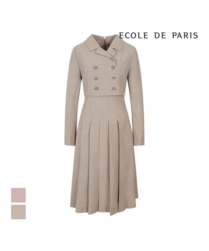 ECOLEDEPARIS Double-Button Pleated Dress_Rb38Woam22A