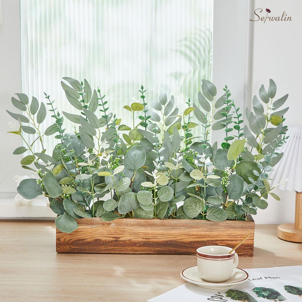 20/25Pcs Artificial Mixed Eucalyptus Leaves Stems Fake Flower for DIY Bouquets Floral Arrangement Home Wedding Party Decoration