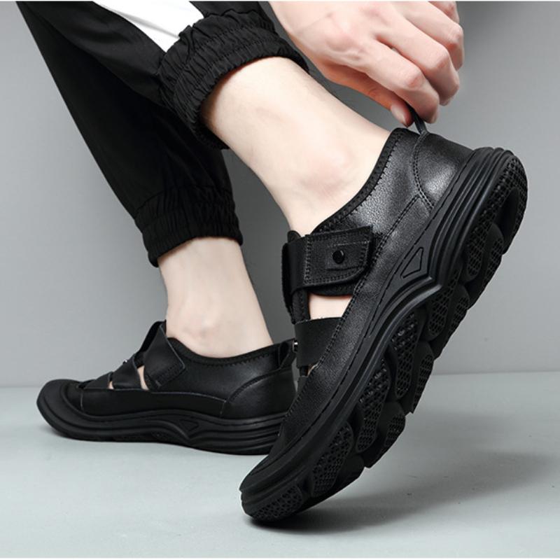 Módní letní pánské kožené ležérní boty prodyšné pánské tenisky venkovní platformové boty lehké pánské mokasíny sandály