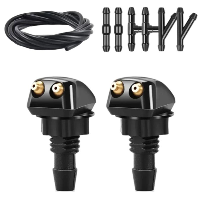 Universally Front Windshield Wiper Arm Washer Nozzle Spray Unit with 2 Holes Wiper Water Spray Jets