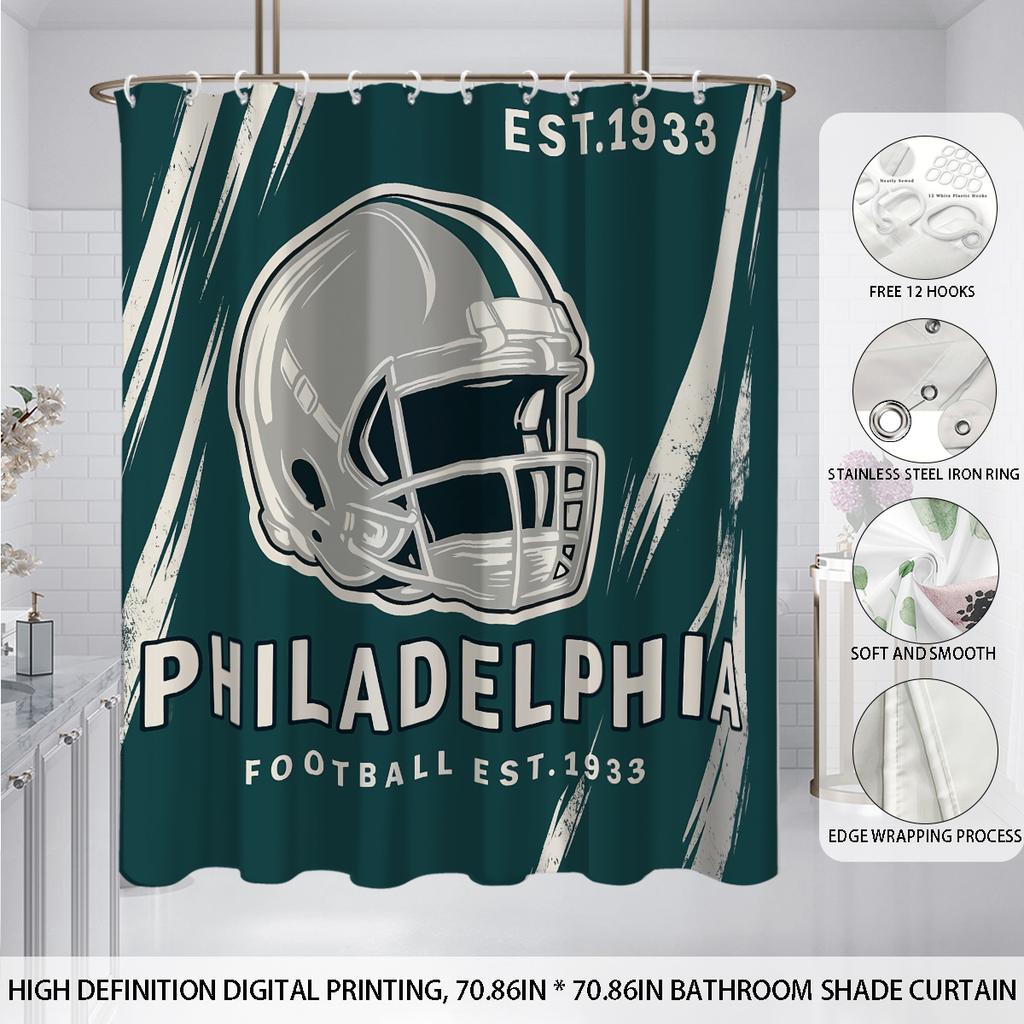 1Pc Baseball Sport Print Waterproof Shower Curtain Shower Partition Privacy Hanging Curtain With 12 Hooks Multiple Sizes