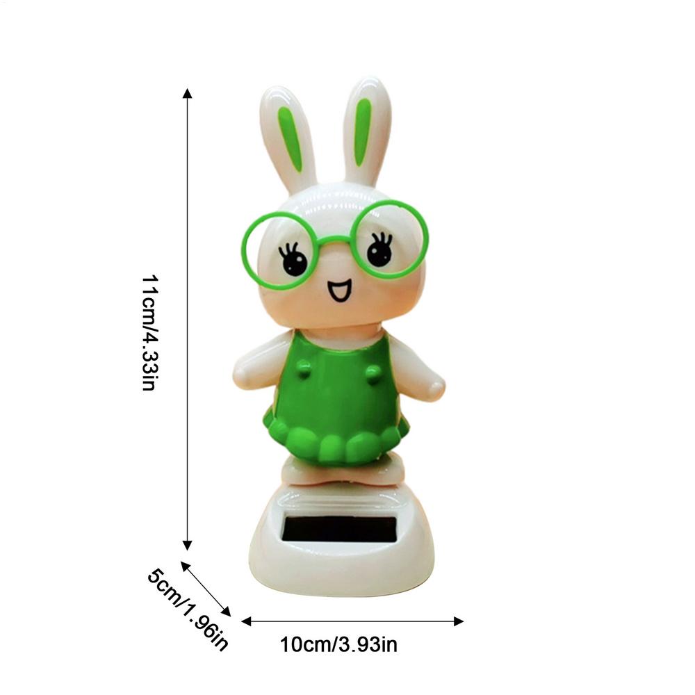Solar tanzendes Spielzeug Auto Dekoration Solarenergie Dekoration Wackelkopffigur Cartoon Kaninchen Form Dekoration Heimschmuck
