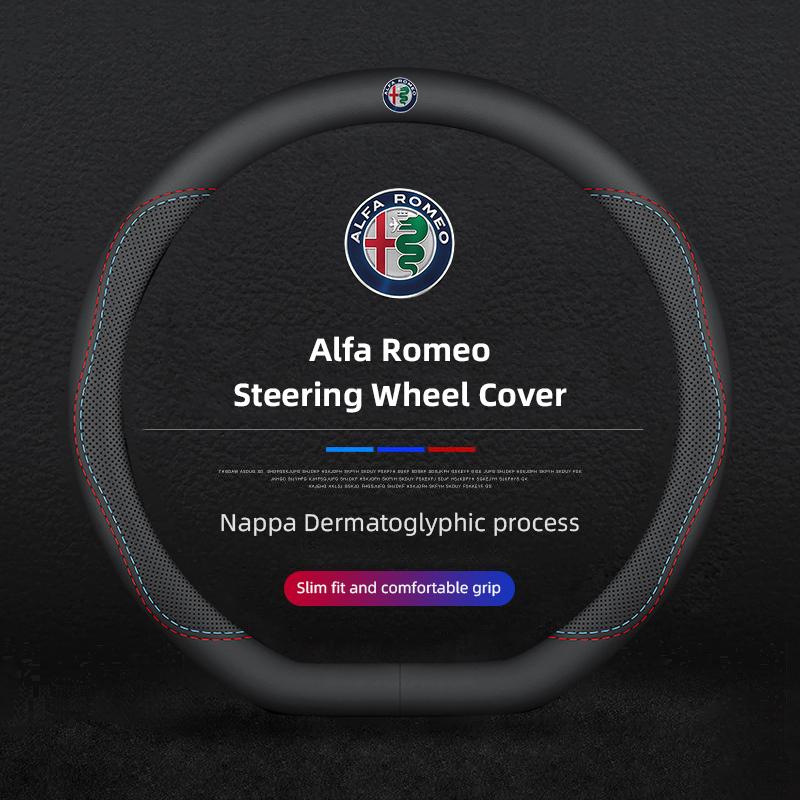 Alfa Romeo Coprivolante in Pelle Traspirante Antiscivolo per Giulietta Mito 159 Giulia Stelvio 156 147 Tonale Brera Disco