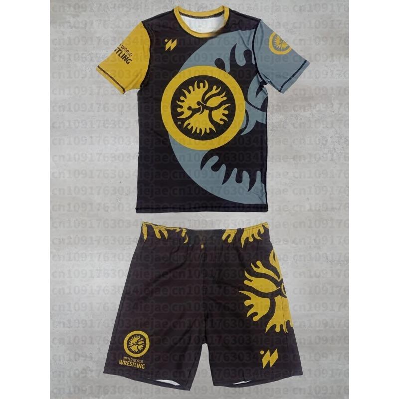 MOTO 2026 Nuevo Conjunto Deportivo de Verano para Hombre y Niño Lucha Libre Mundial Ropa Deportiva Camiseta de Manga Corta y Pantalones Cortos para Entrenamiento de MMA Ligero