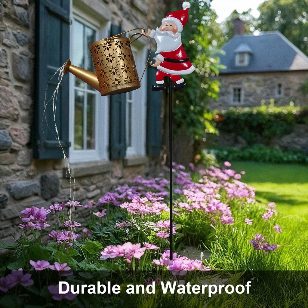 1 Stück Weihnachtsmann Solar Rasenleuchte Solar Weihnachtsmann Gartenleuchten Solar Weihnachtsmann Gießkanne Lichter für Garten Terrasse Hof Gehweg