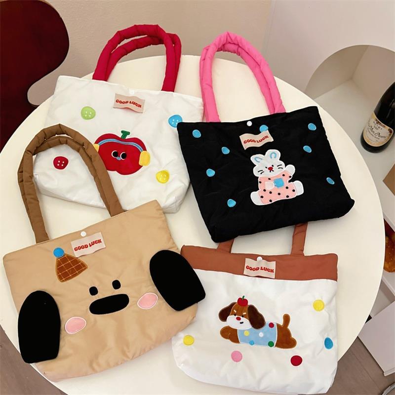 Cute Animal Tote Shoulder Bag Large Capacity Handbag Women'S  Commuter Bag Portable Travel Storage Bag Girly Heart Gifts