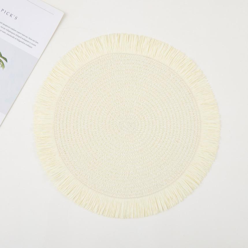 1PC Round Linen Solid Color Dining Table Mat Fashion Style Western Dining Table Bowl Cup Placemats Table Decoration