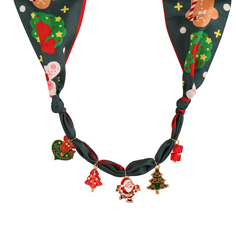 

Festive Heart Scarf Necklace with Christmas Snowman Pendant