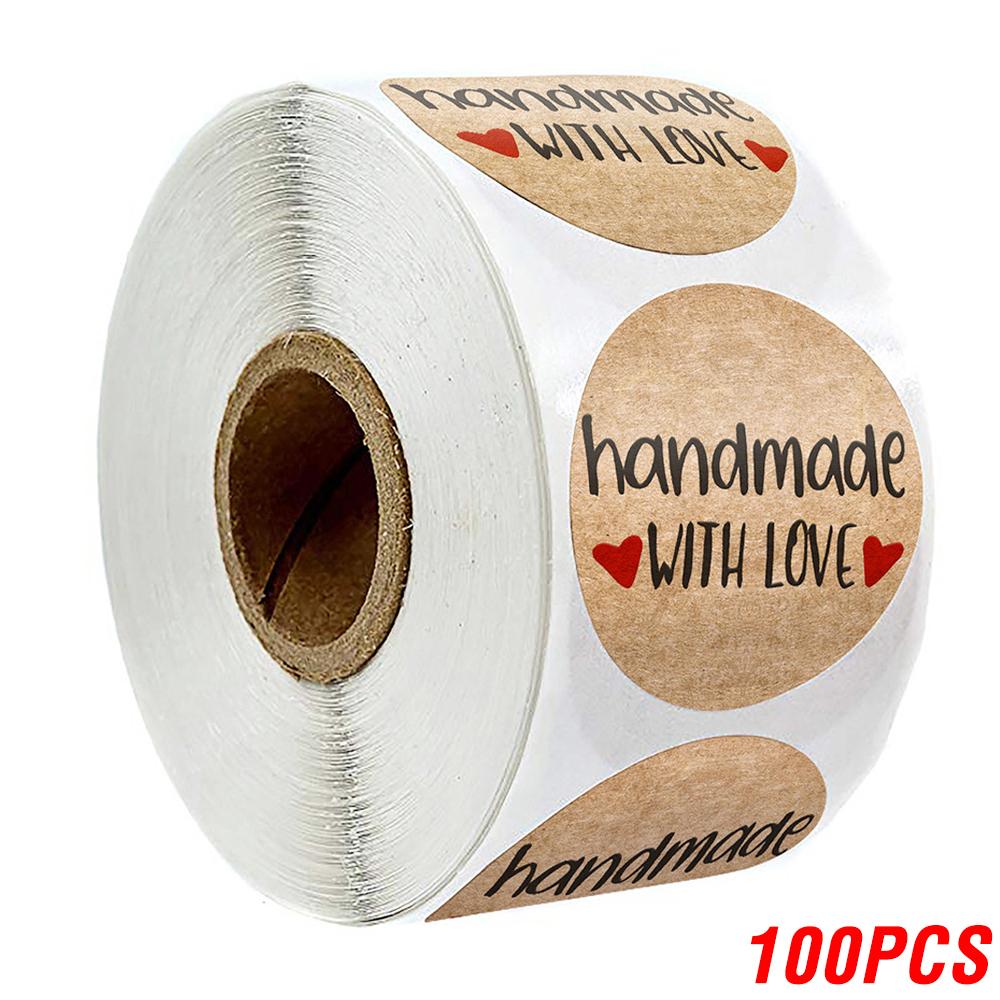100 à 500 autocollants vintage en papier kraft pour scrapbooking, cadeaux et papeterie. Étiquettes autocollantes faites main avec amour. Merci pour vos autocollants !
