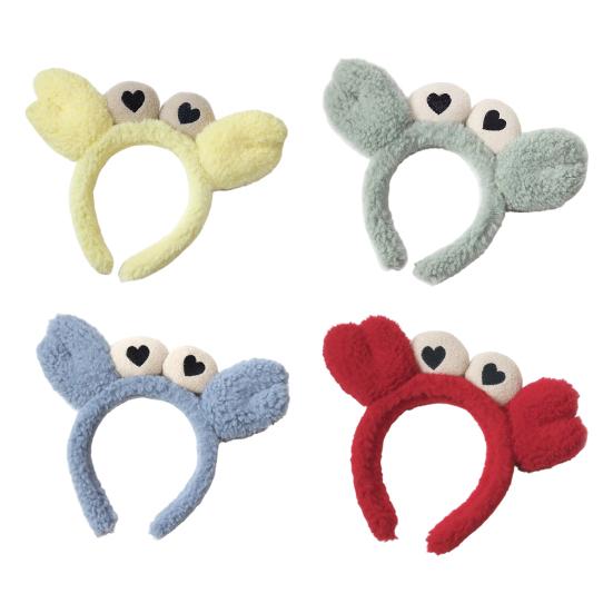 Women Headband Soft Lamb Velvet Crab Shape Thickened Fluffy Filling Anti-Slip Tooth Design Hair Hoop Makeup Face Washing Hair Accessory