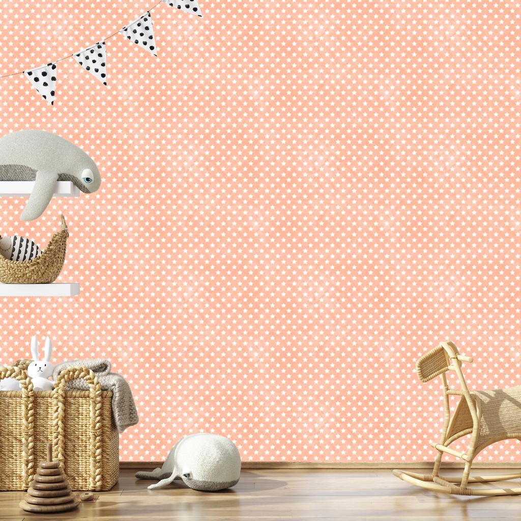 Cream and Peach Stars Wallpaper, Cream Background for Living Room and Bedroom 50x1000