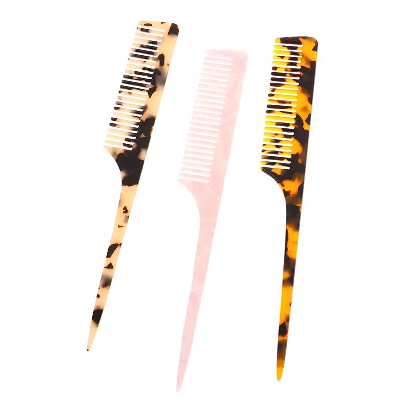 High Quality Acetate Korean Style Simple Marble Texture Long Handle Pointed Tail Comb Anti-Static Hairdressing Comb