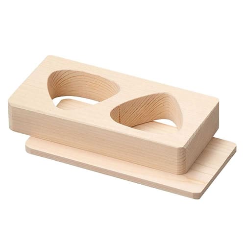 Yamako Cypress Rice Ball Mold (with Base Plate) 2 Holes 06306
