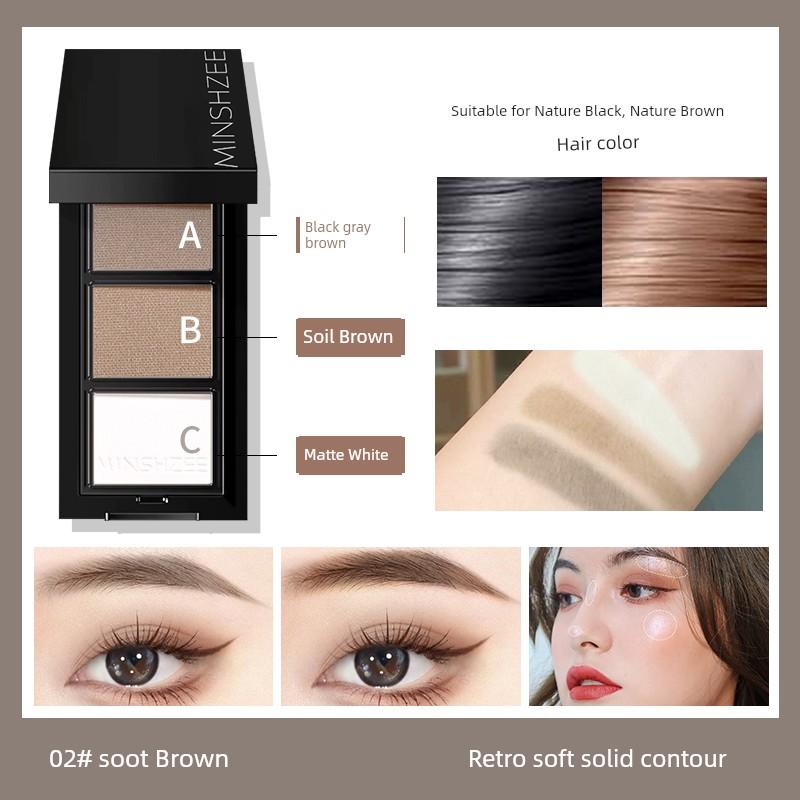 Small Begonia Tri-Color Eyebrow Powder Waterproof Smear-Proof Durable Beginner Brow Powder Repair Genuine Goods Official Flagship Store