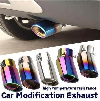 1PCS 2.5" Inlet Car Auto Exhaust Muffler Tip Pipe Stainless Steel Chrome Trim Rear Tail Throat For Most Cars.