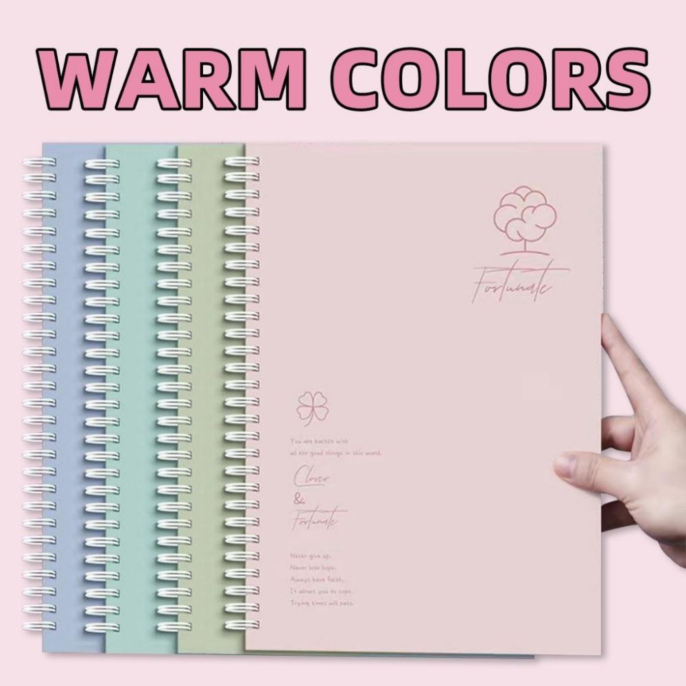 4Pcs Paper Spiral Notebook 60Sheets Loose Leaf Notebook Simple Coil Notebook  Art Style