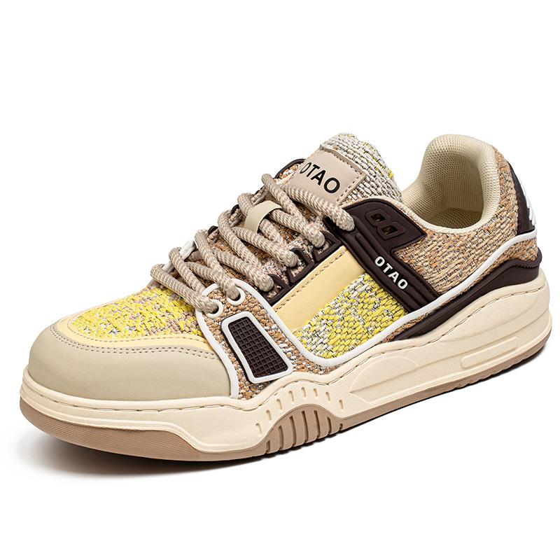 

Мужские спортивно-повседневные туфли с низким верхом в стиле легкой роскоши для осени, молодежные универсальные мужские туфли на плоской подошве, кожаные кеды для скейтборда в прямом эфире 44