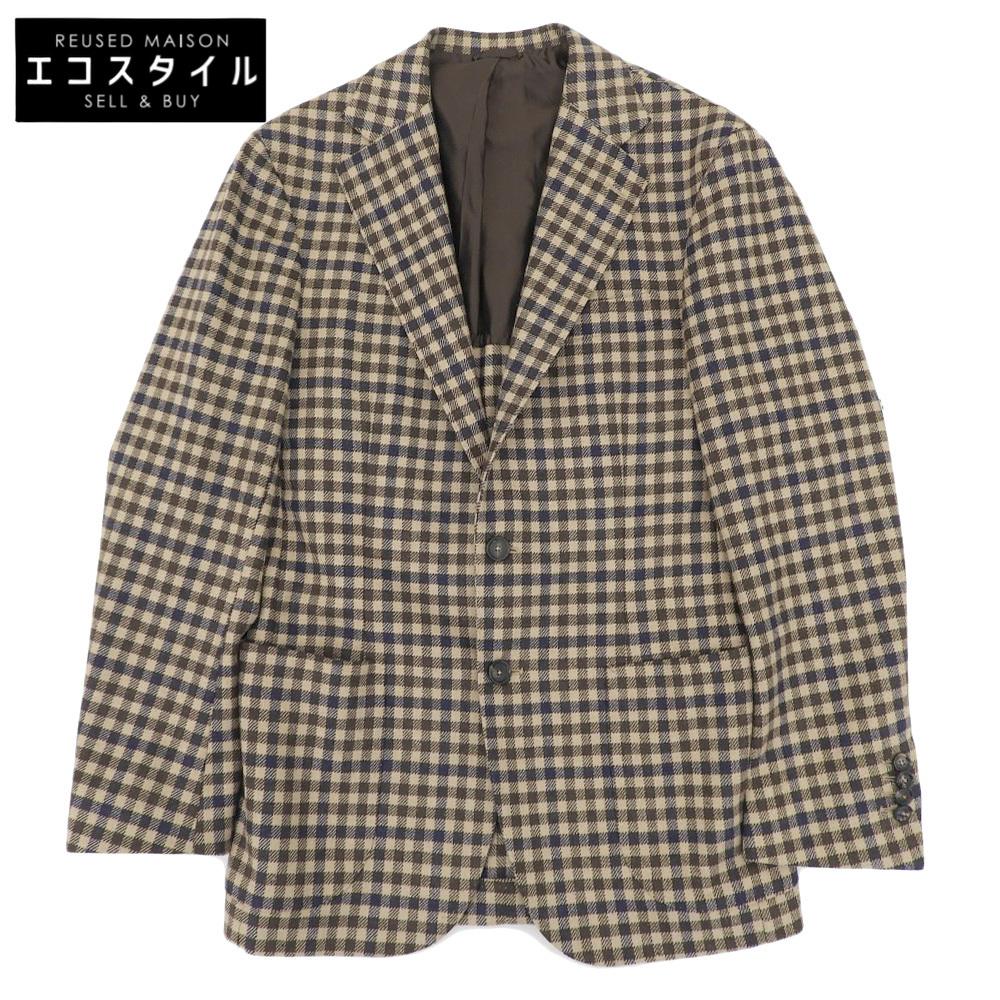 DE PETRILLO Excellent condition shepherd check wool nylon POSILLIPO tailored jacket, brown, size 44, for men Jacket 44 BrownUsed