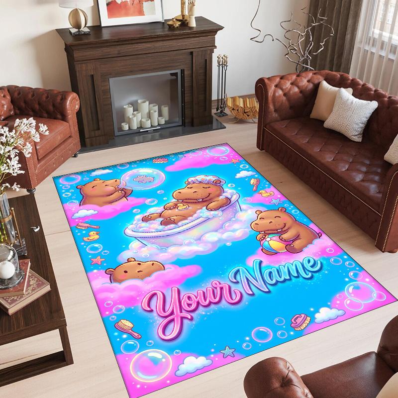 Other Similar Designs Theme Crystal Velvet Rug Personalized Custom Name Text Soft Floor Mat Home Decor