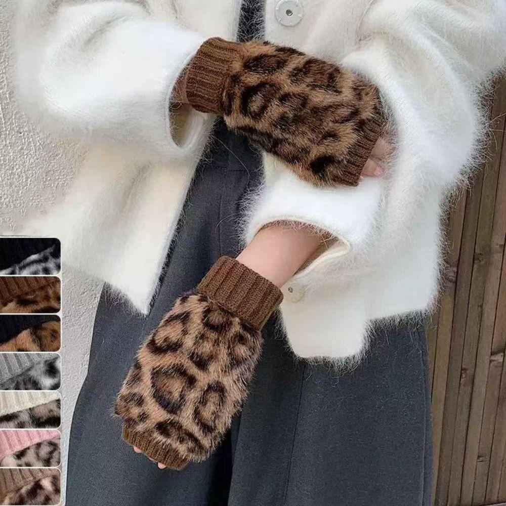 Hands Free Warm Knitted Gloves Thick Half Finger Gloves Fashion Winter Thermal Gloves  For Women