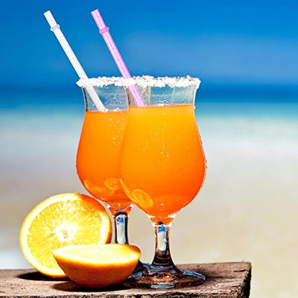 

25pcs Mixed Color Glitter Plastic Straws Clear Drinkware Sparkle Beverage 25pcs