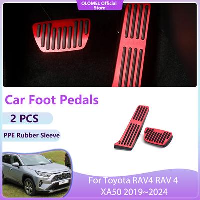 For Toyota RAV4 RAV 4 XA50 2019~2024 Car Brake Foot Pedals Gas Pedal Rest Accelerator Cover No Drilling Alloy Tray Pad Acessorie