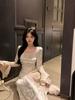 French Retro Flared Slimming Long Dress 2025 - Elegant New Design