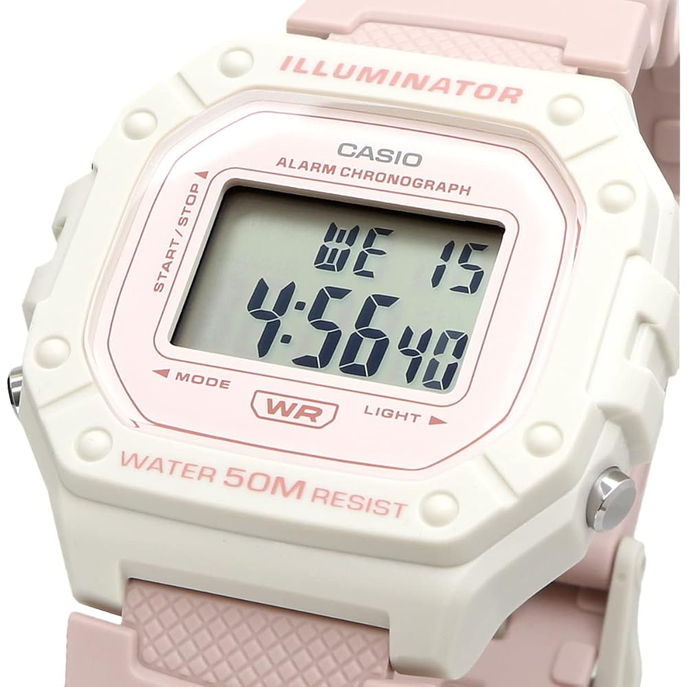 Casio Standard Digital Watch W-218HC-4A2V Pink Beige Unisex Lightweight Water Resistant