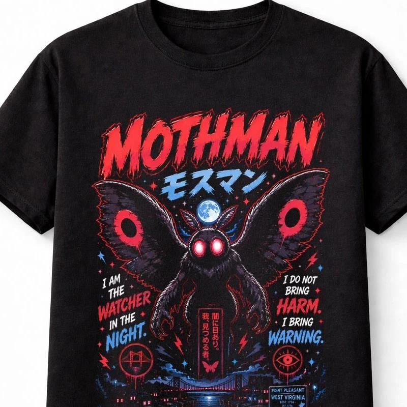 MothUnisex West Virginia Cryptid Horror Paranormal Graphic Unisex TShirt S