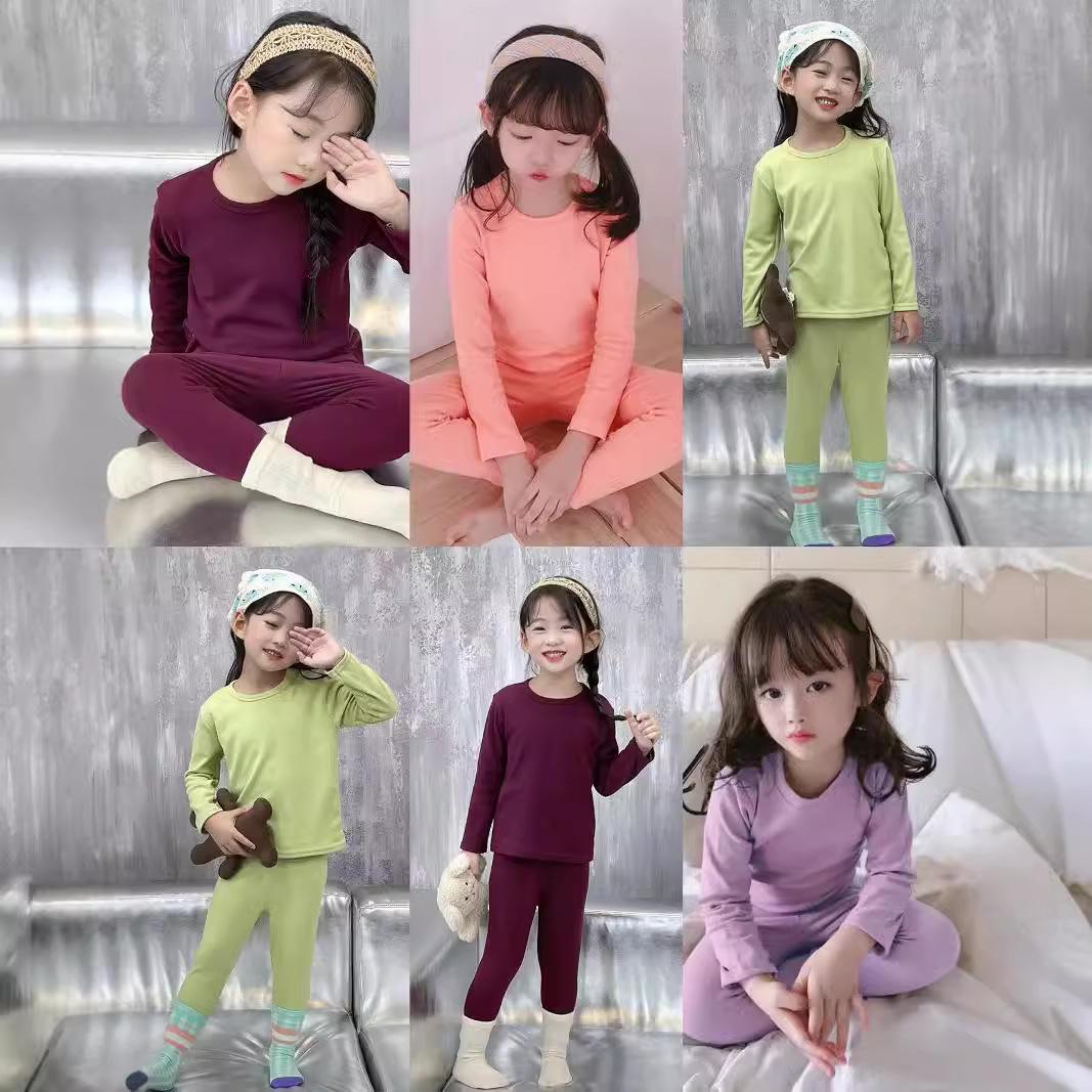 

Class A Thermal Pajamas Set for Girls - Solid Color, Warm, Autumn & Winter 80 cm