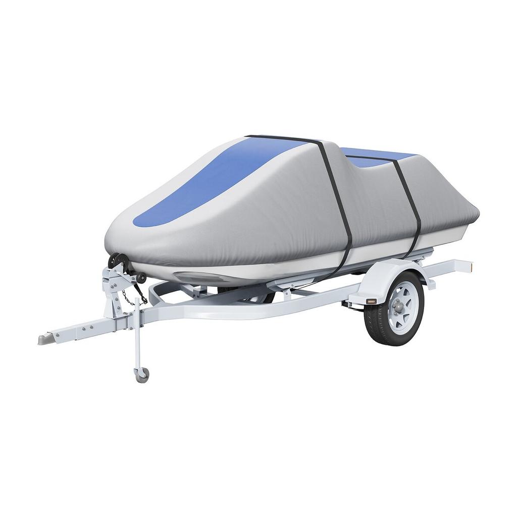 Jet Ski Cover, 3200-3420 Mm Trailerable Waterproof PWC Cover, Heavy-duty 600D Marine Grade PU Oxford Fabric, UV Resistant Seadoo Cover with Buckle