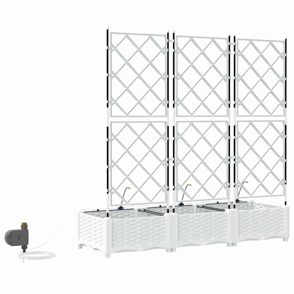 Garden Planter Set 3 Pcs White 120 X 40 X 126 Cm Plastic