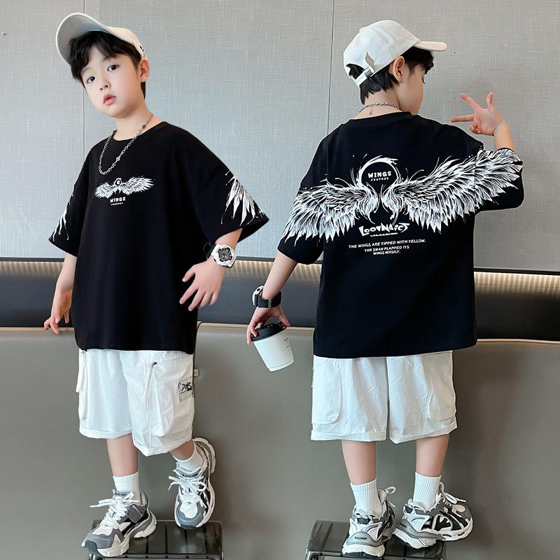 Children's clothing, boys' short sleeved T-shirt, summer clothing, 2026 new item, mid size children's summer half sleeved boys' top