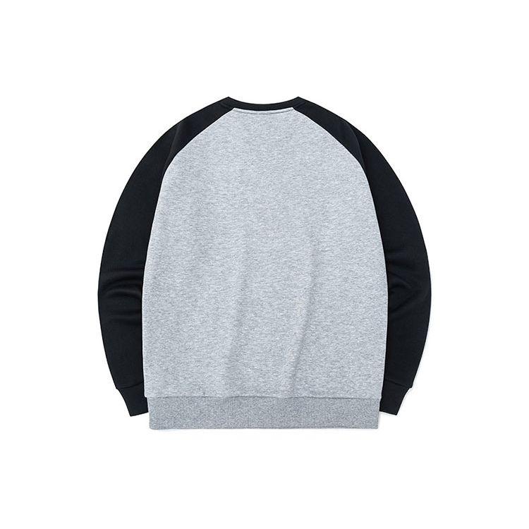 Anta Color Block Logo Round Neck Pullover Long Sleeve Sweatshirt Men Sweatshirt Gray 952147768-1