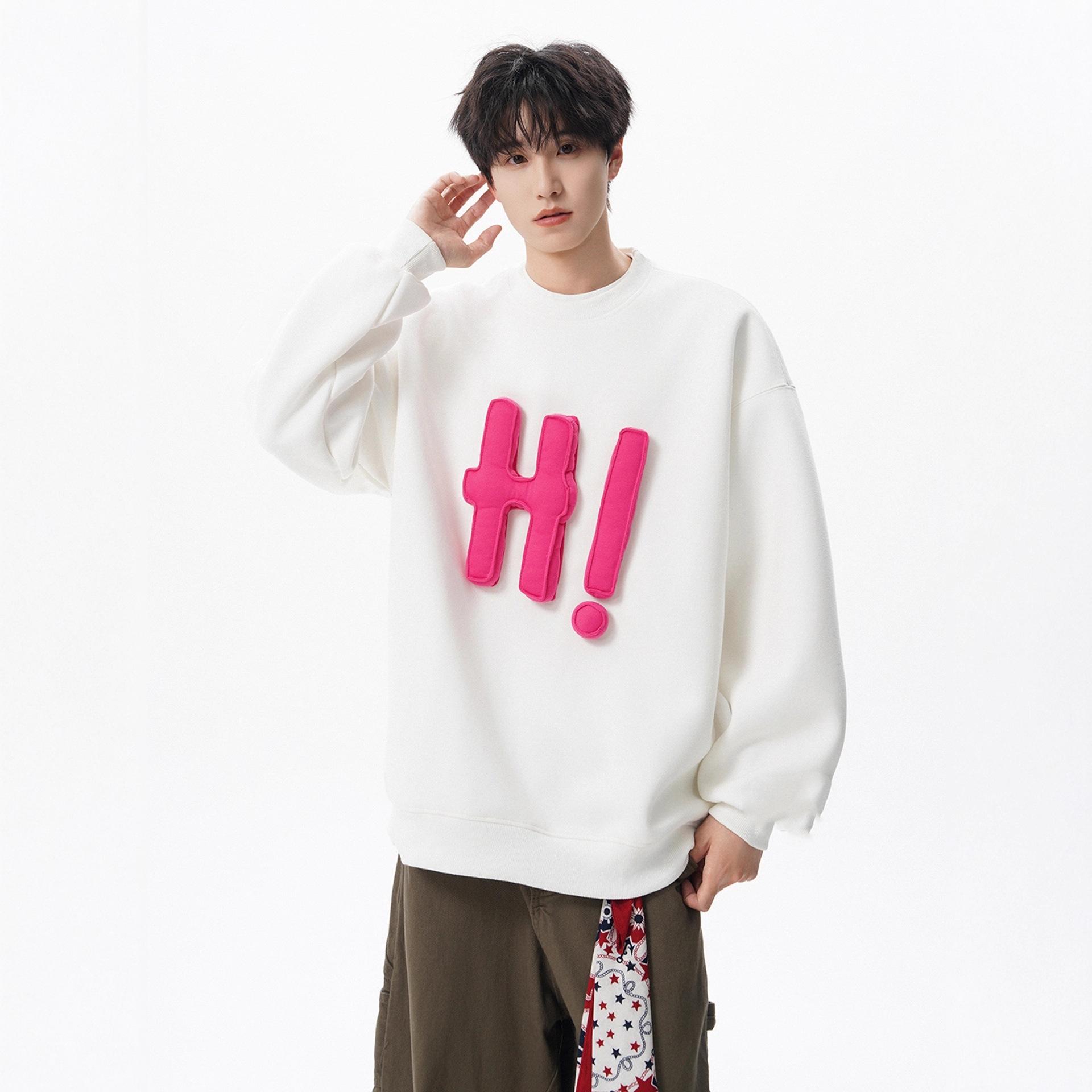 Three-dimensional Letter Crew Neck Sweater Mens Autumn and Winter Comfortable Fit Leisure Couple Jacket Top M 3290₽