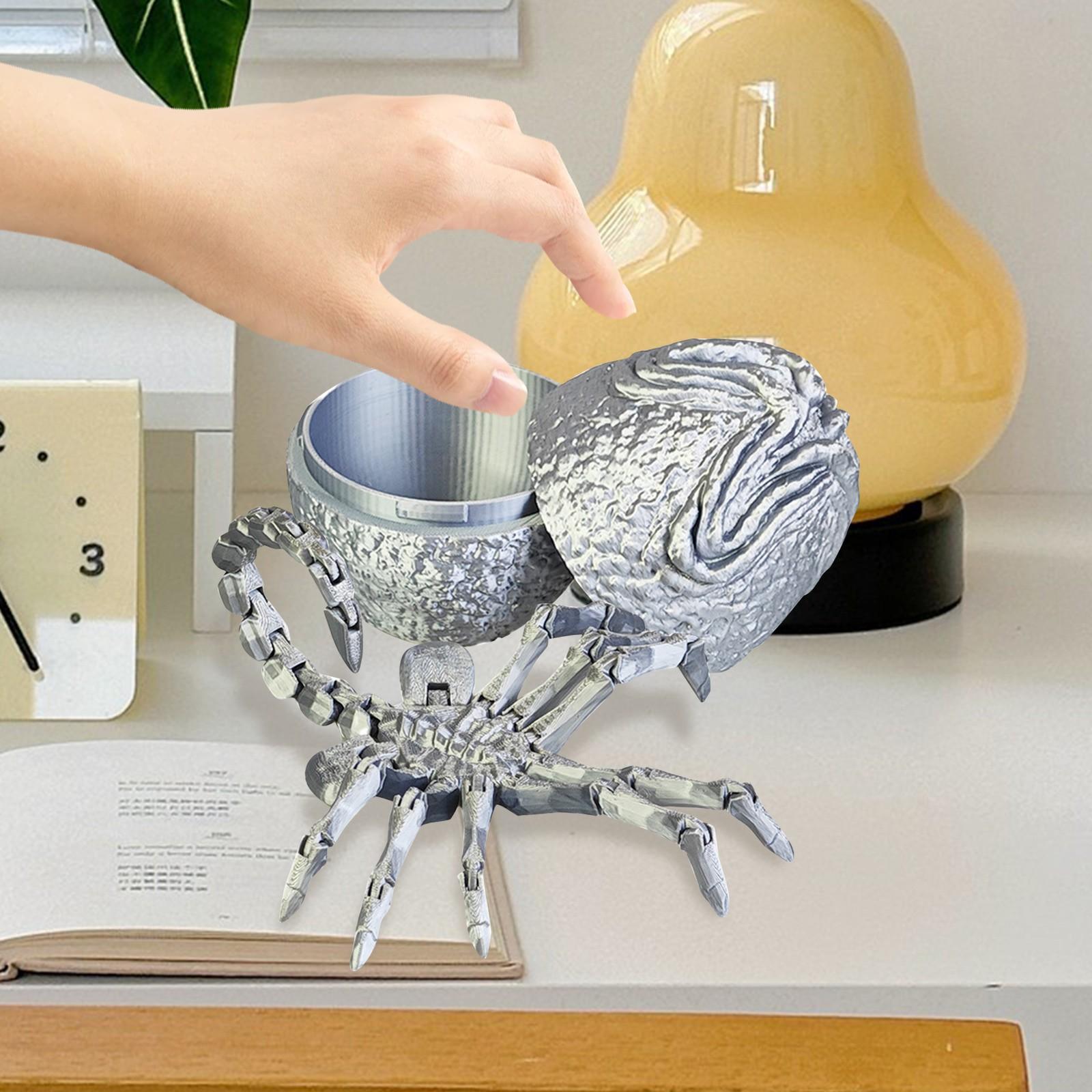 

3D-печать цельная шарнирная подвижная игрушка-яйцо пришельца, обнимающая лицо, настольное украшение, креативные украшения, игрушки для взрослых (Золото - Facehugger + Али One Size серебряный