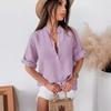 2024 Summer Solid Casual Short Sleeve Shirt Women Plus Size Loose Cotton linen Blouse Women Tops Elegant Office Lady Simple Shirts Female 24299