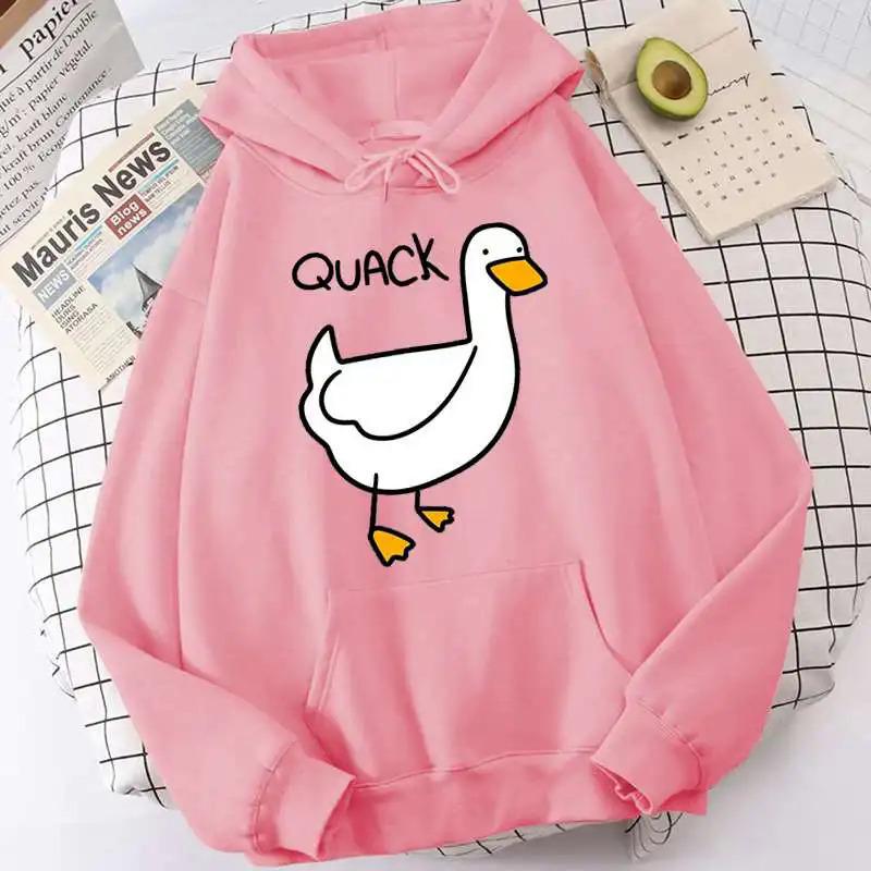 QUACK niedlicher Cartoon Gänsepullover Frühling und Herbst Herren- und Damen Langarmjacke Kapuzenpullover