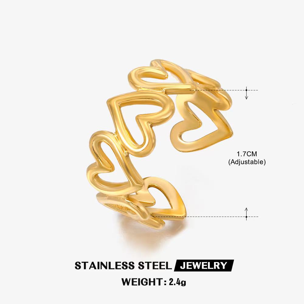 Wholesale High End Waterproof Three-dimensional M Letter Hollow Stainless Steel Finger Ring Trendy for Women Personalize Jewelry
