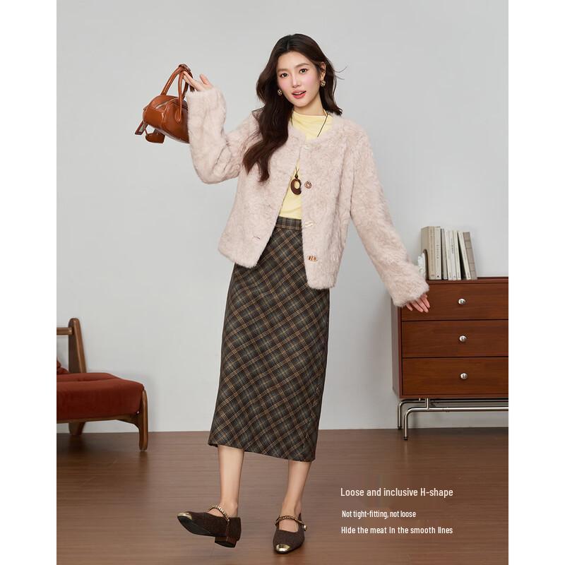 IEF Winter Plush Round-Neck Short Jacket